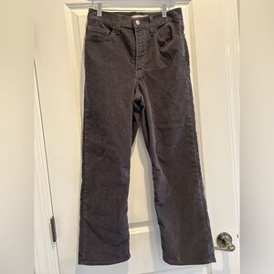 Levi’s Grey Ribcage High Rise Straight Leg Ankle Corduroy Pants